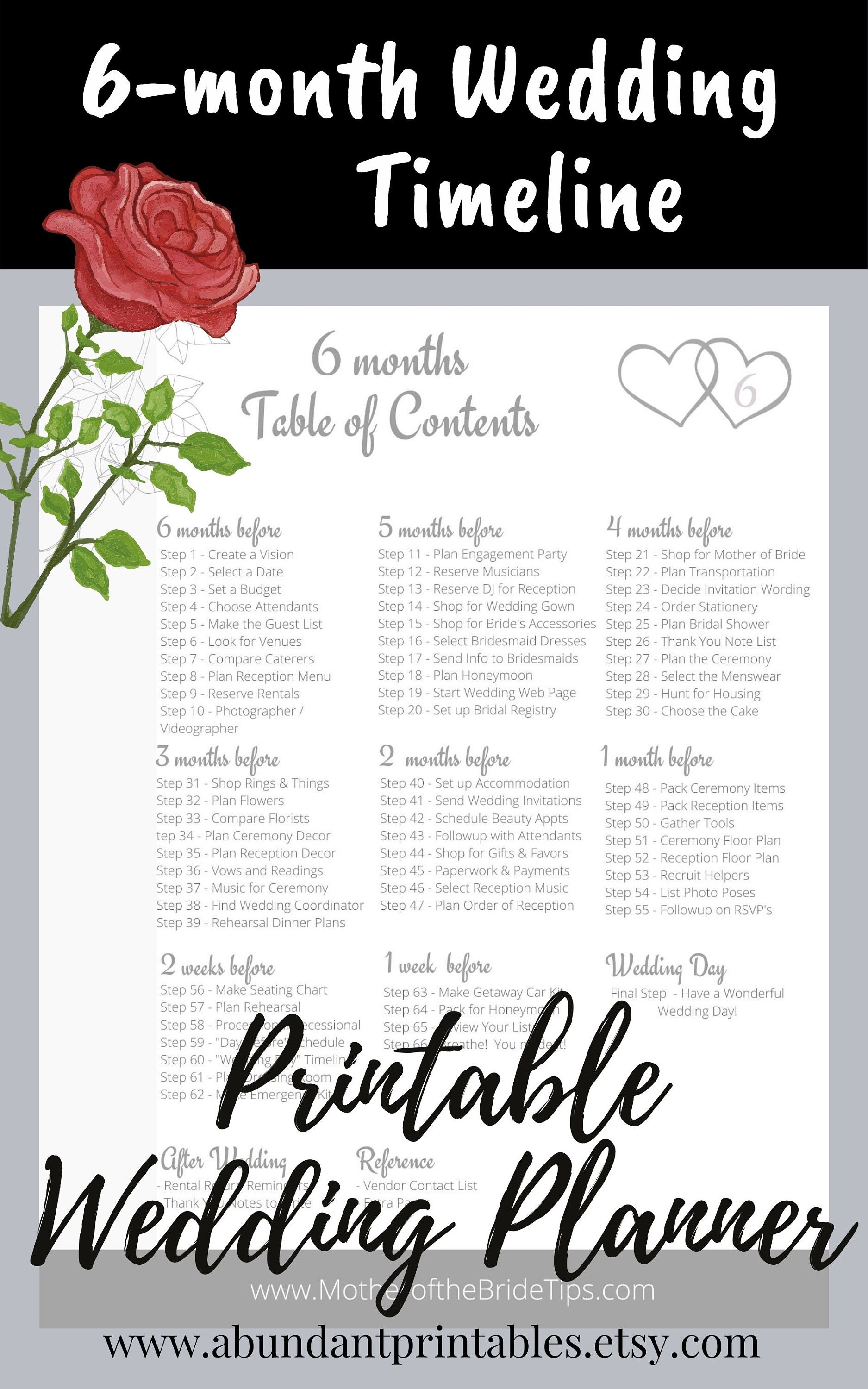 6-month Wedding Planning Binder Printable / Wedding Planner PDF / DIY ...