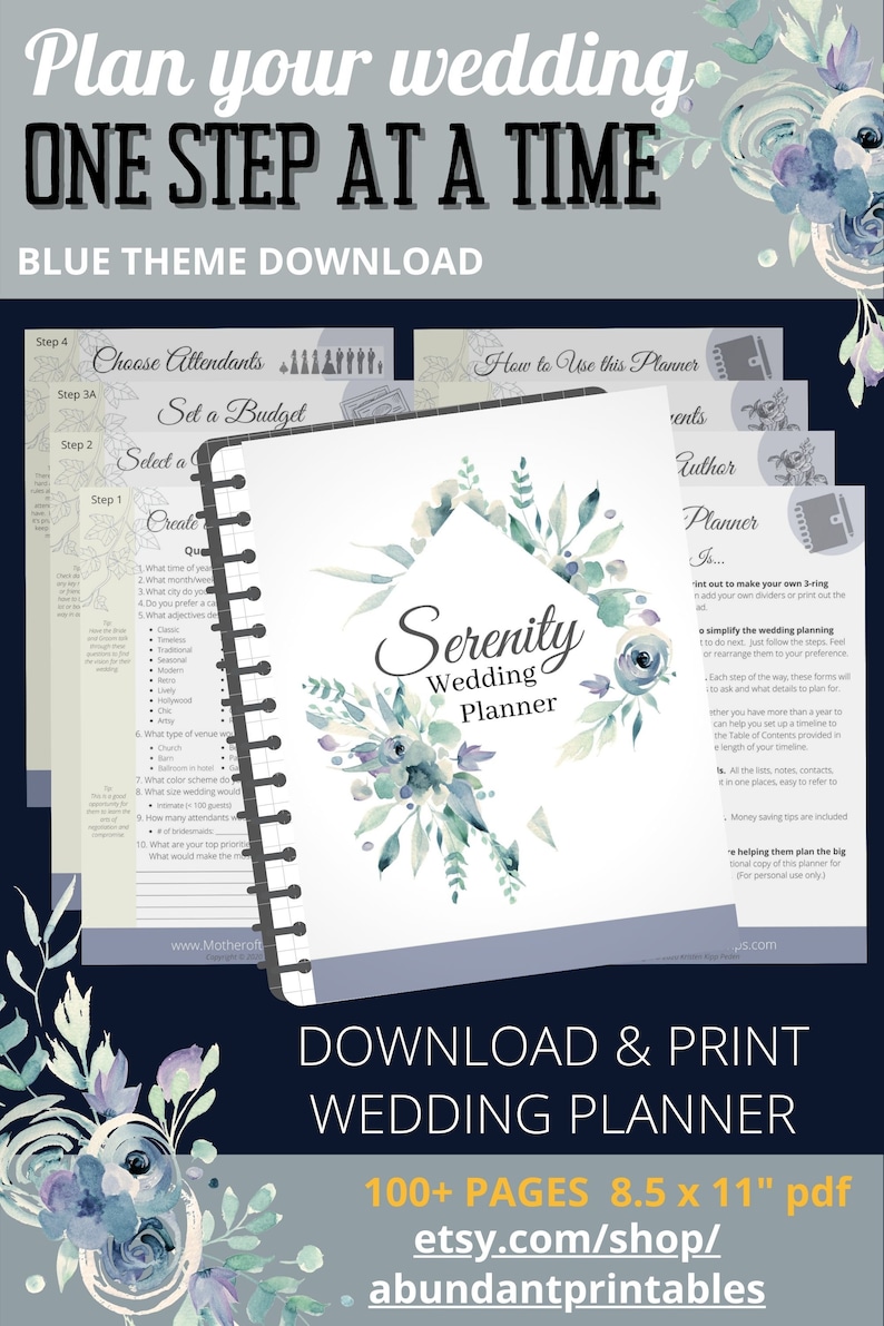 Step-by-step Printable Wedding Planner PDF Download Dusty - Etsy