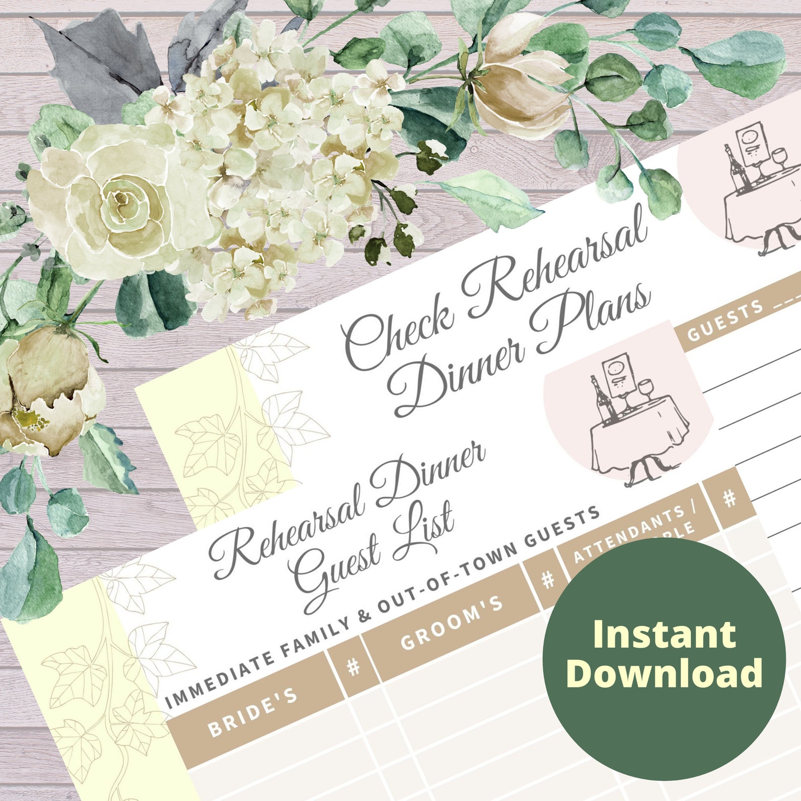 Rehearsal Dinner Planning Worksheets / Checklists / Pages for - Etsy