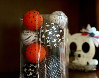 Halloween Decor / Decorative bowl fillers / Rag balls / Fall / Halloween / Fabric