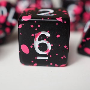 Pink Splatter Dice- Pink Dice- Pink Dnd Dice- Pink Dice Set- Dnd Dice pink - dungeons and dragons dice - Dice Set Dnd - Dice Sets - RPG Dice
