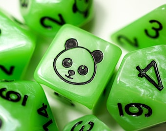 Panda Dice- Panda Dice set- Panda dnd dice- Jade Dice- Jade Dice set- Jade dnd dice- gemstone dice- dnd dice- dice set- dungeons and dragons