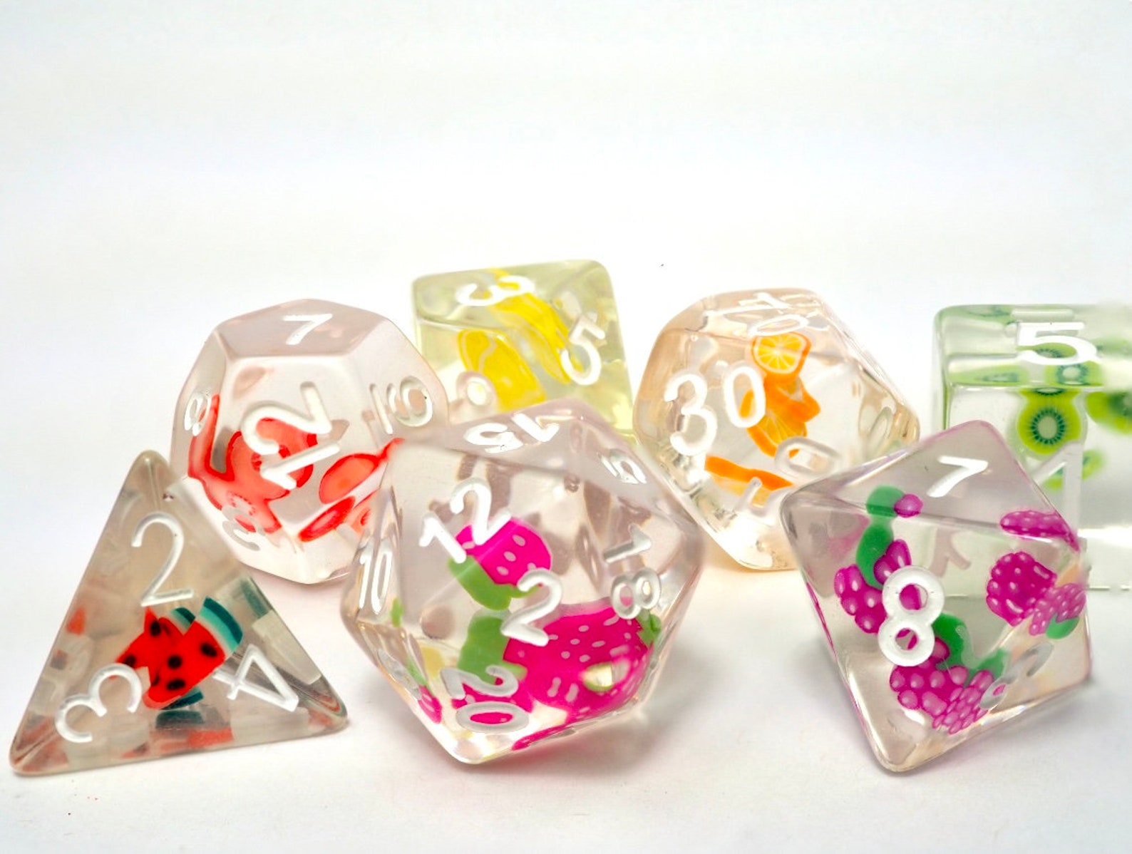 Fruit Dice Fruit Dnd Dice Fruit Dice Set Rainbow Dice Etsy
