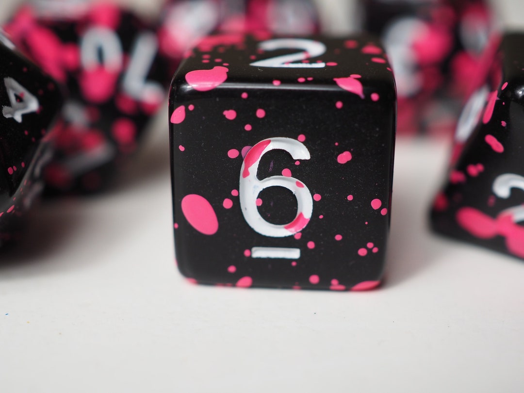 Pink Splatter Dice Pink Dice Pink Dnd Dice Pink Dice Set Dnd Dice Pink