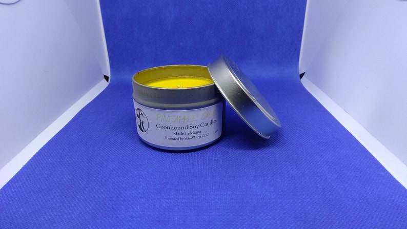Maine Made  4oz Soy Wax Candle  Homemade Soy Candle  Hand Poured Soy Candle  Maine Candle  Rustic Tin  Coonhound Mom MADE TO ORDER