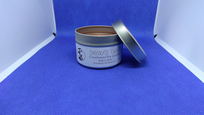 Maine Made 4oz Soy Wax Candle Homemade Soy Candle Hand Poured Soy Candle Maine Candle Rustic Tin Coonhound Mom MADE TO ORDER