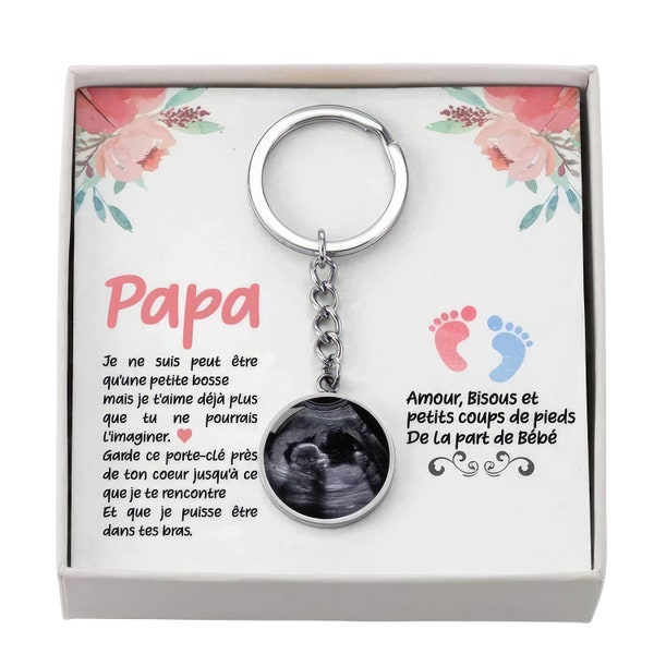 Porte-clés personnalisé avec échographie de bébé, porte-clés échographie, cadeau grossesse, cadeau pour futur papa