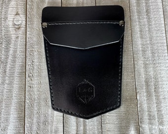 Handcrafted Leather Pocket Protector with Rivets