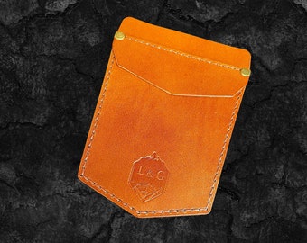 Handcrafted Leather Pocket Protector with Rivets