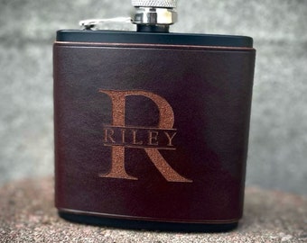Personalized Flask W/ Leather Sleeve