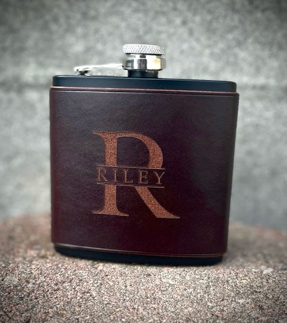 Personalized Flask W/ Leather Sleeve