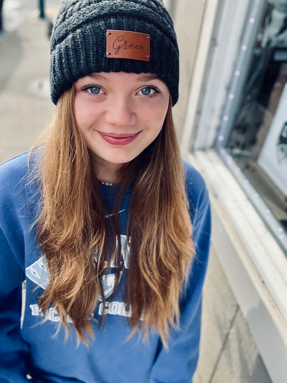 Custom Leather Patch Beanies