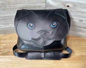 Handcrafted Cat Crossbody Purse Bag