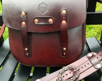 Leather Messenger Bag- Unique- Industrial & Feminine Look - Handbag/Purse