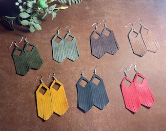 Premium Italian Leather Fringe Earrings Handcrafted