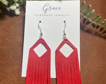 Premium Italian Leather Fringe Earrings Handcrafted