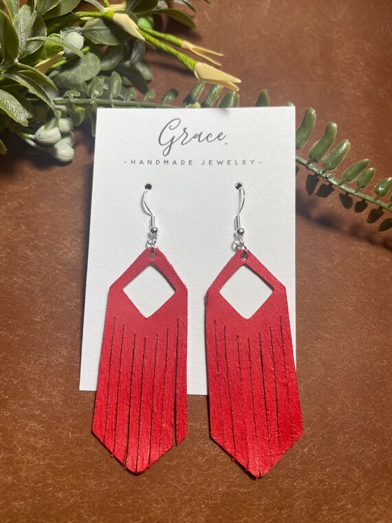 Italian Leather Fringe Earrings