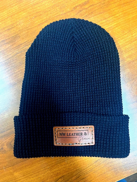 Custom Leather Patch Beanies