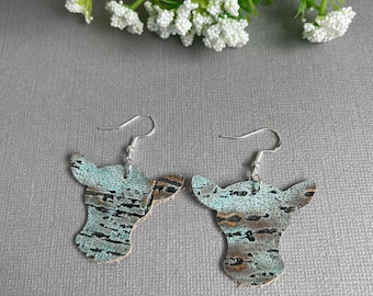 Cows Handmade Genuine Leather Earrings Hand Painted