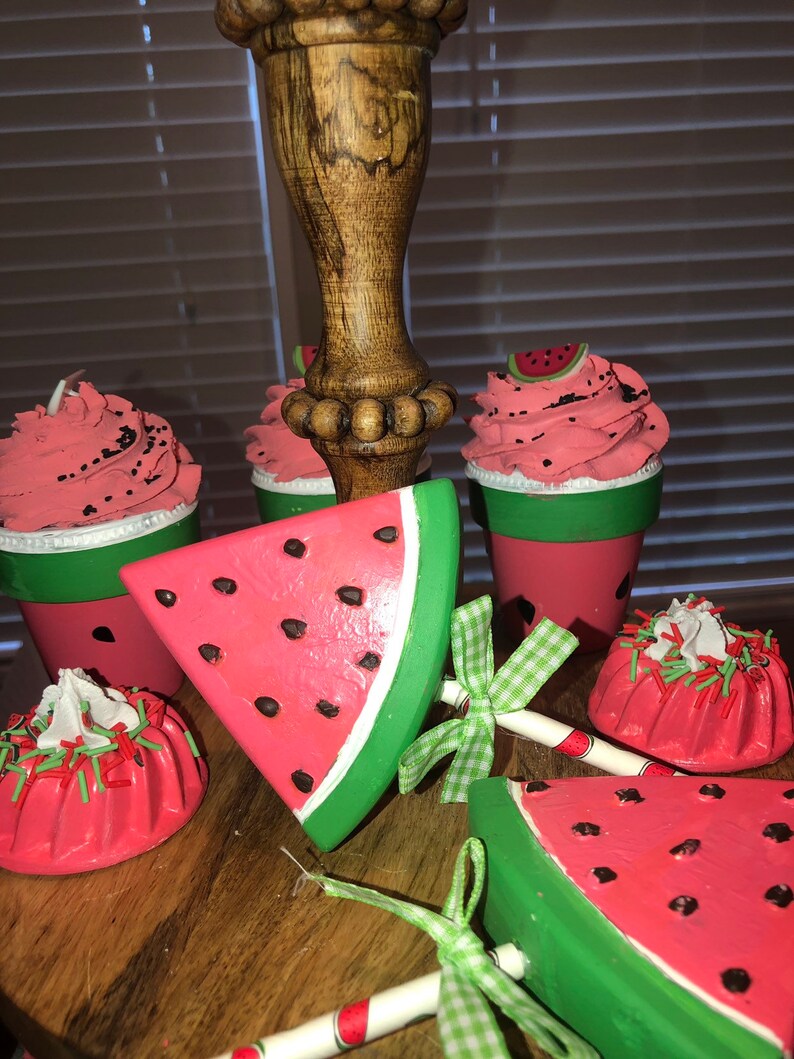 Summer Tiered Tray Decor, Farmhouse Watermelon Tray Decorations, Hello