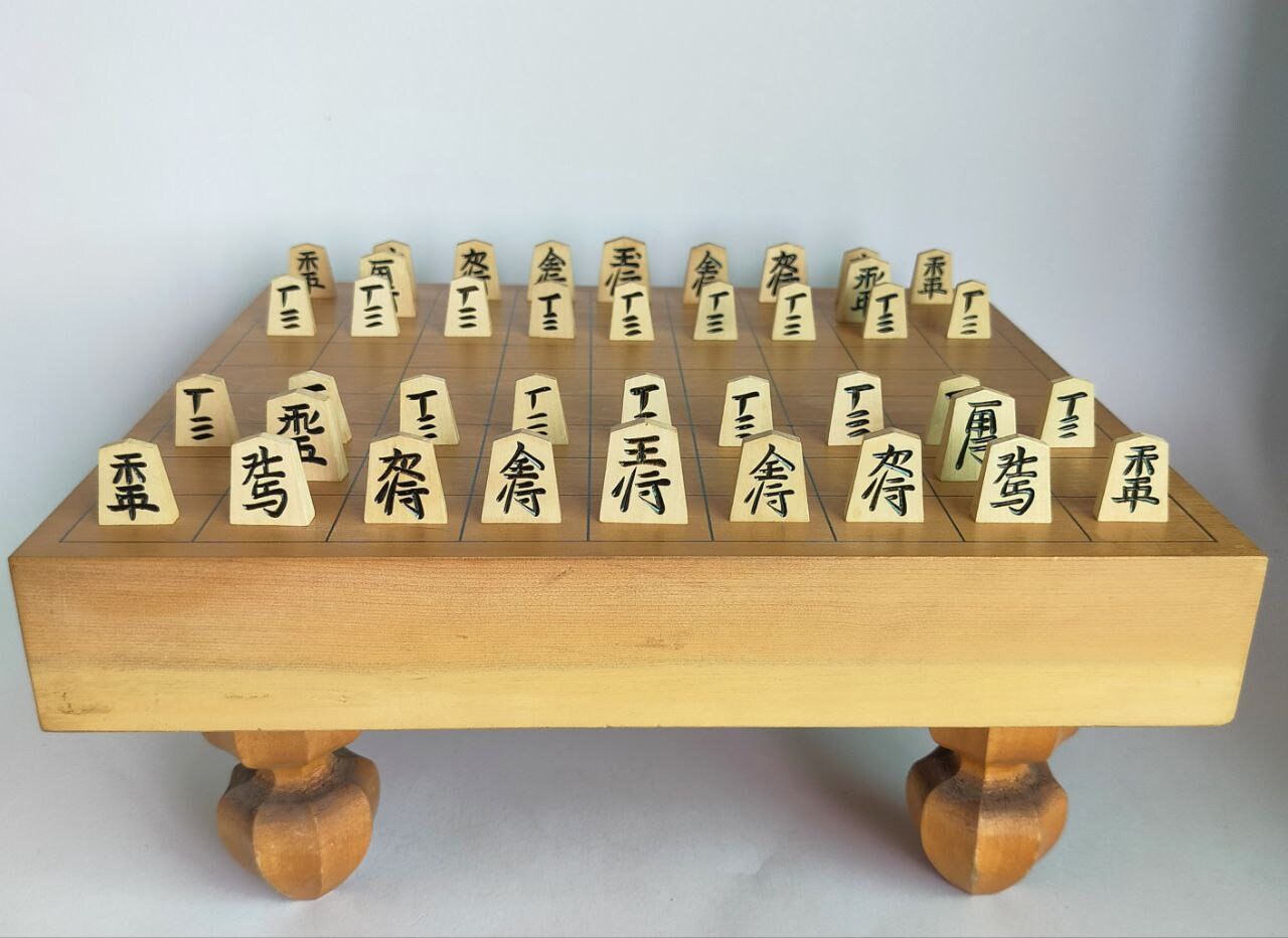  Yellow Mountain Imports Wooden Shogi Japanese Chess Game  Traditional Koma Playing Pieces with Paper Shogiban : Toys & Games