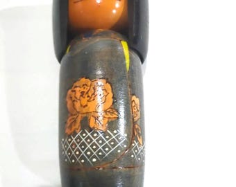 Vintage Kokeshi (wooden doll) hand made in Japan, Japanese art