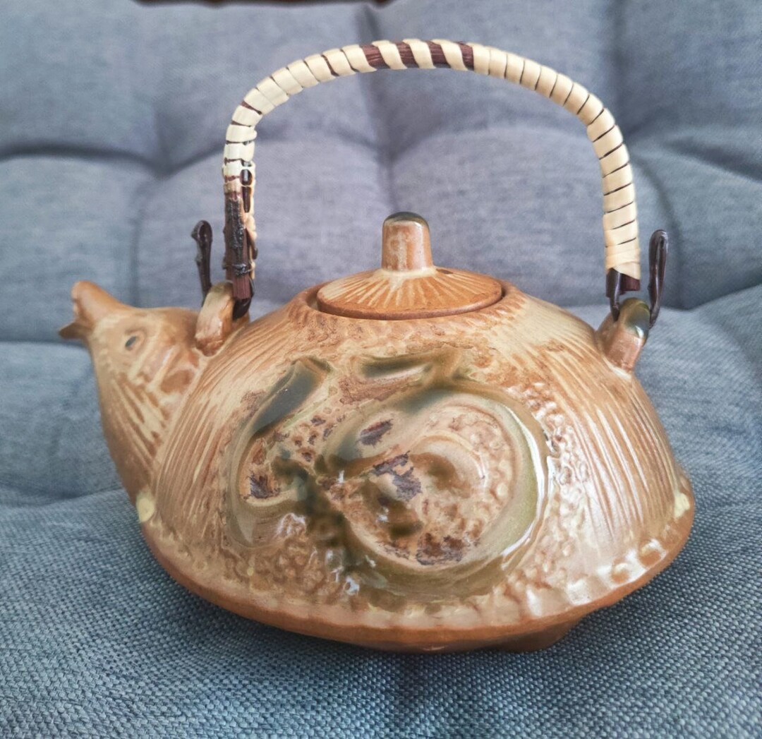 Vintage Japanese Tea Pot, Kyusu, Tanuki Design, Perfect. Etsy