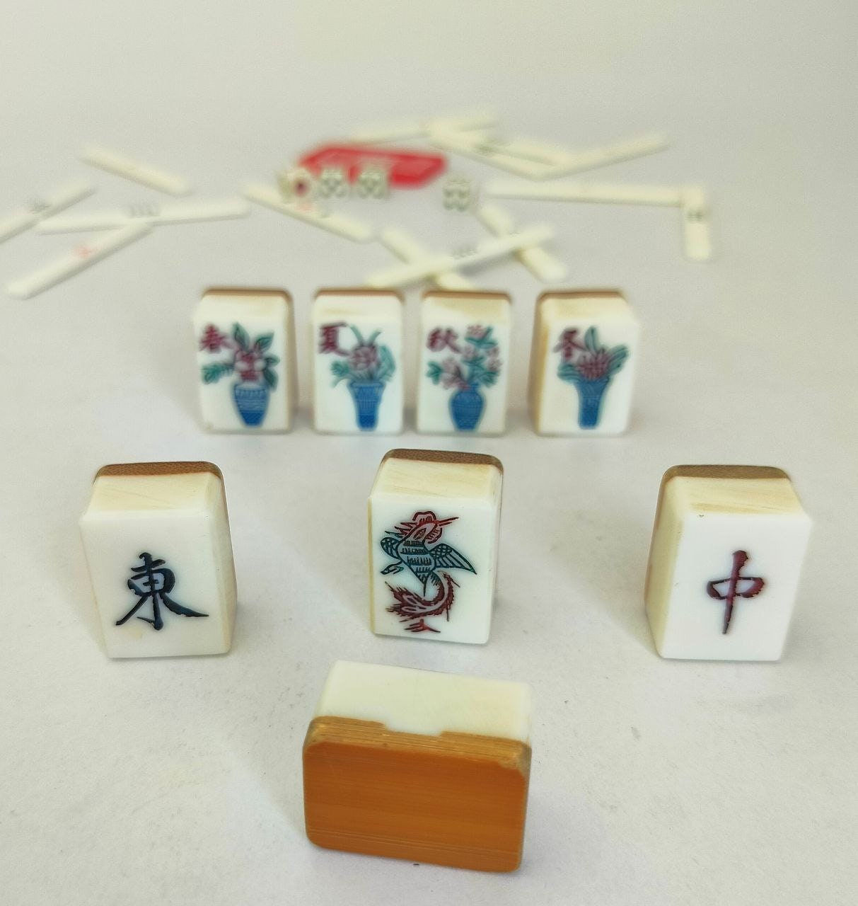 1920's Antique Mahjong Set with 145 Bone & Bamboo Tiles and Instruction  Booklet