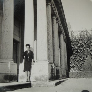Original Vintage Photograph . Lady at an Old Monument . ca.1950s
