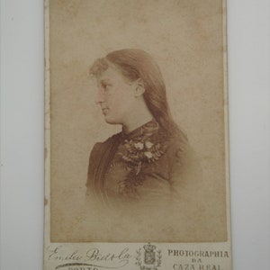 Original Antique Photograph . Portrait . Lovely Profile . Emilio Biel Photograph. ca.1900