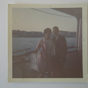 Original Vintage Color Photographs . António and Laura . Couple on a Boat . 1966