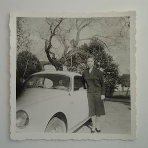 Original Vintage Photograph . Lady with a Car . ca.1950s