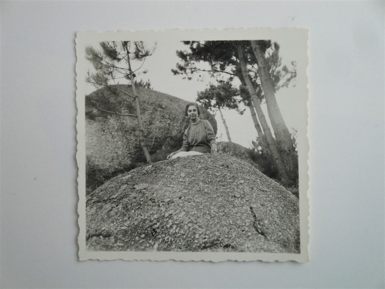A Lady on the Stone ca.1950s Original Vintage Photograph