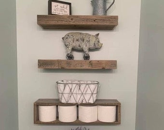 Farmhouse Bathroom Shelf Set (3 piece set), floating shelves
