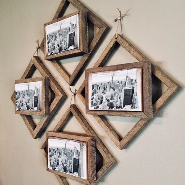 4 Beautiful Farmhouse Diamond Picture Frames, rustic picture frames