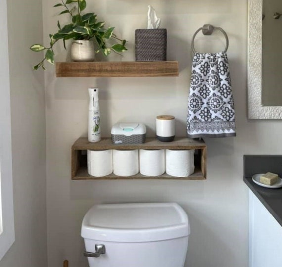 Farmhouse Bathroom Shelves-farmhouse Bathroom Wall Decor-toilet Paper  Holder-floating Shelves-bathroom Floating Shelves Over Toilet-wall 