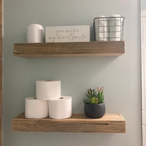 Farmhouse Bathroom Shelves Etsy