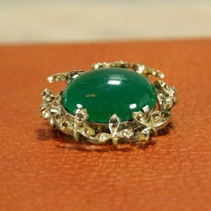 Vintage brooch. antique Jewelry for her, Vintage costume jewelry. Brooches with a green stone USSR. Retro jewelry