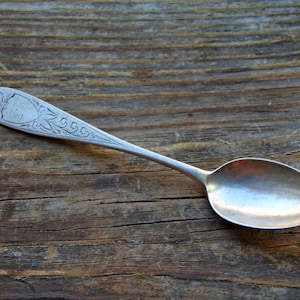 Colher de prata vintage, colher de prata em miniatura para crianças, prata esterlina 800