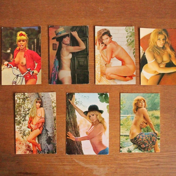 Retro pictures set of Nude women. Unused Postcard Nude Photography Girl, Women, Lady, Vintage