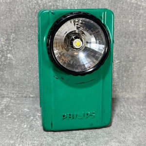Original vintage 80&#39;s Philips green metal camping torch