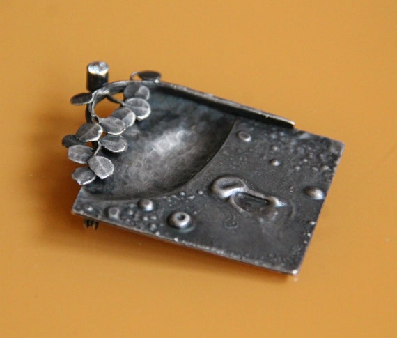 Vintage silver brooch, rare antique "Birth of a n… - image 5
