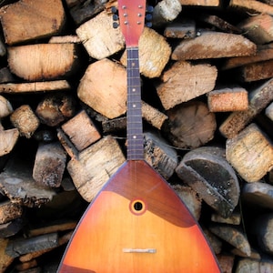 antique Balalaika, folk string instrument of the USSR, 6 strings PRIMA.