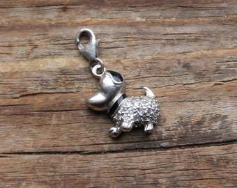 Silver charms for bracelet. pendant dog, jewerly, keychain, puppy, sterling silver 925