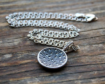 chaîne de médaillons en argent vintage, chaîne de pendentifs en argent sterling, cadeau de bijoux originaux 925