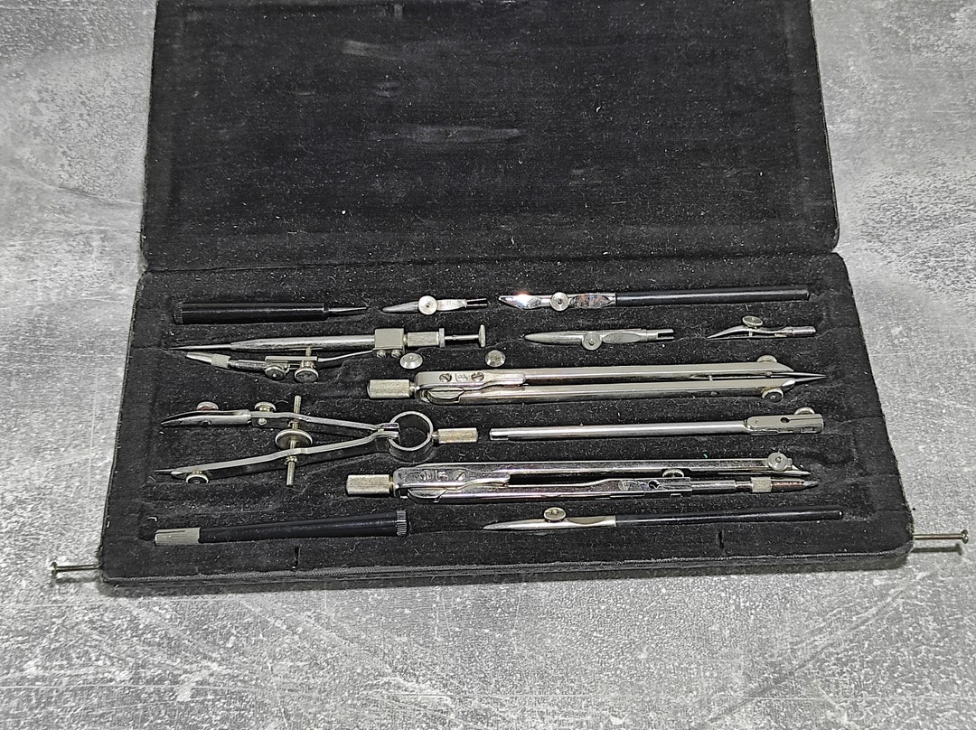Vintage Soviet Architect Drawing Set: Stainless Steel Tools, 1970s USSR ...