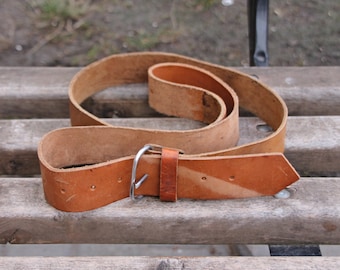 Vintage Distressed Leather Belt: Retro Style (149cm)