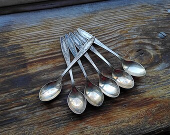 Vintage Cupronickel Teaspoons - Silver Plated USSR Coffee Spoons, Set of 6