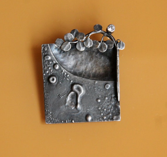 Vintage silver brooch, rare antique "Birth of a n… - image 3