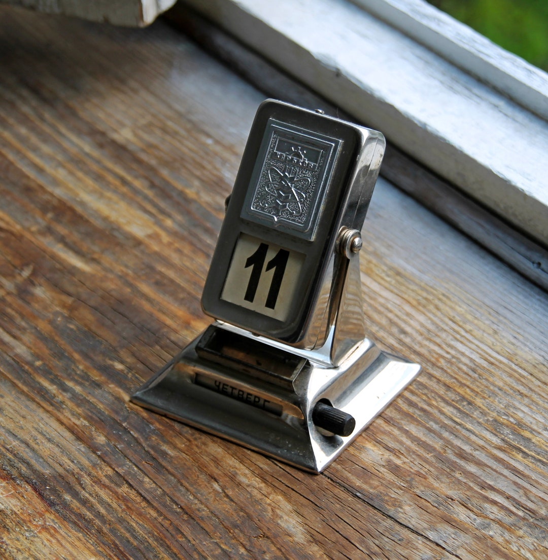 Vintage Desk Calendar Kharkiv. Antique Metal Desk Calendar for Desktop ...